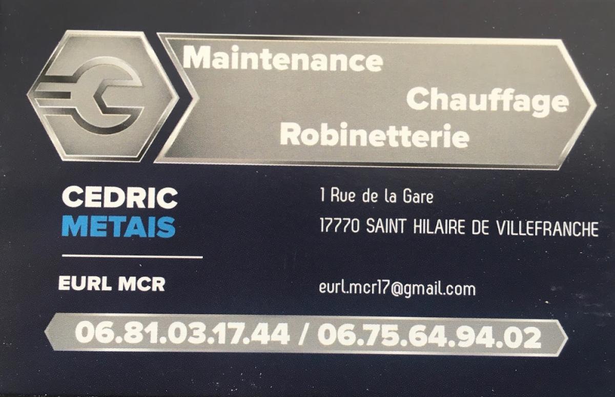 EURL MCR : MAINTENANCE CHAUFFAGE ROBINETTERIE